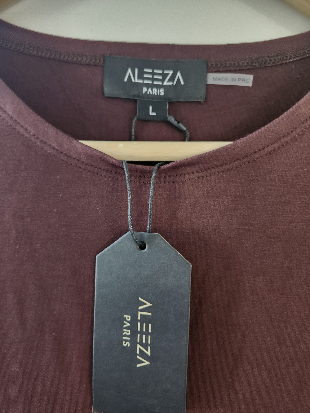 NWT Aleeza Paris Chocolate Brown Buttery Soft Stretch Top Size L - Picture 3 of 5
